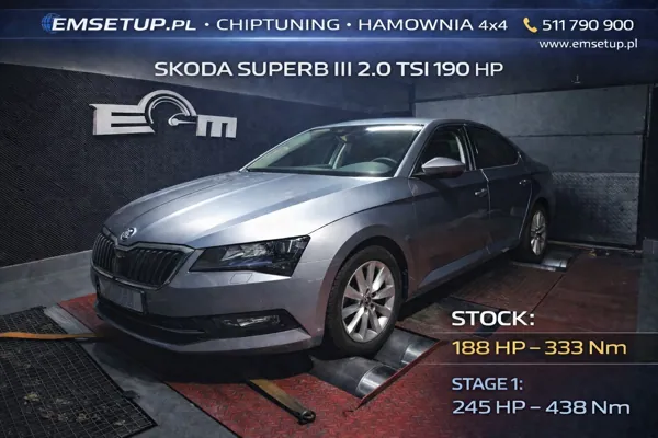 Skoda Superb III (FL) 2.0 TSI 190KM 140kW Z 2020 — realizacja EMsetup