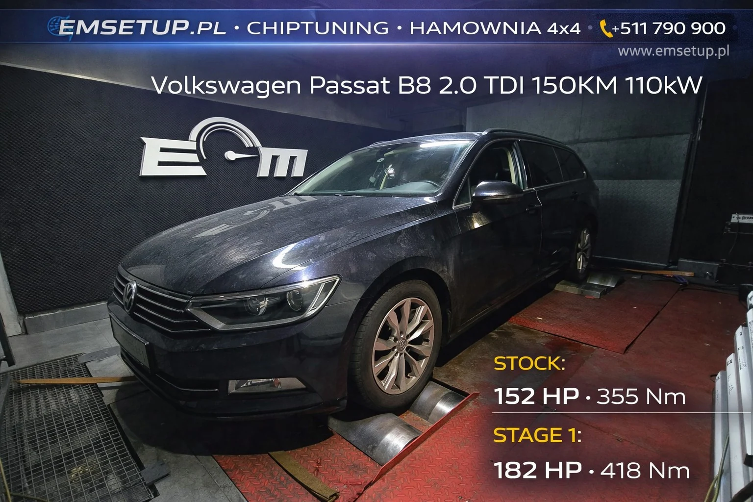 Volkswagen Passat B8 2.0 TDI 150KM 110kW z 2017 — realizacja EMsetup