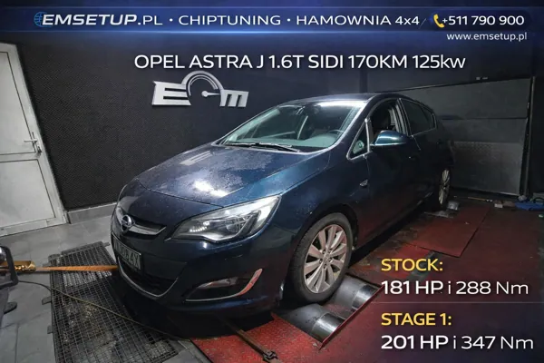Opel Astra J 1.6T SIDI 170KM 125kW z 2015 — realizacja EMsetup