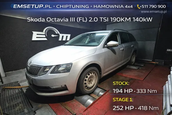 Skoda Octavia III (FL) 2.0 TSI 190KM 140kW z 2019 — realizacja EMsetup