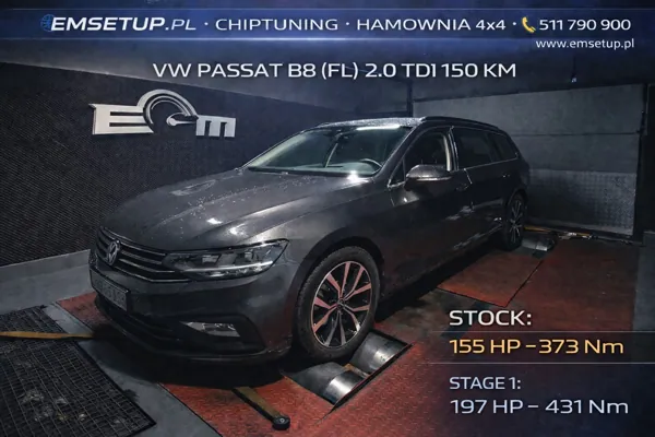 Volkswagen Passat B8 (FL) 2.0 TDI 150KM 110kW z 2019 — realizacja EMsetup