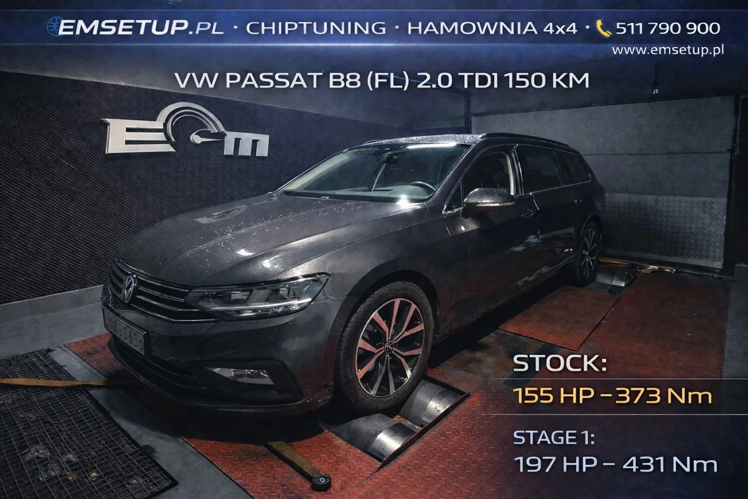 Volkswagen Passat B8 (FL) 2.0 TDI 150KM 110kW z 2019 — realizacja EMsetup
