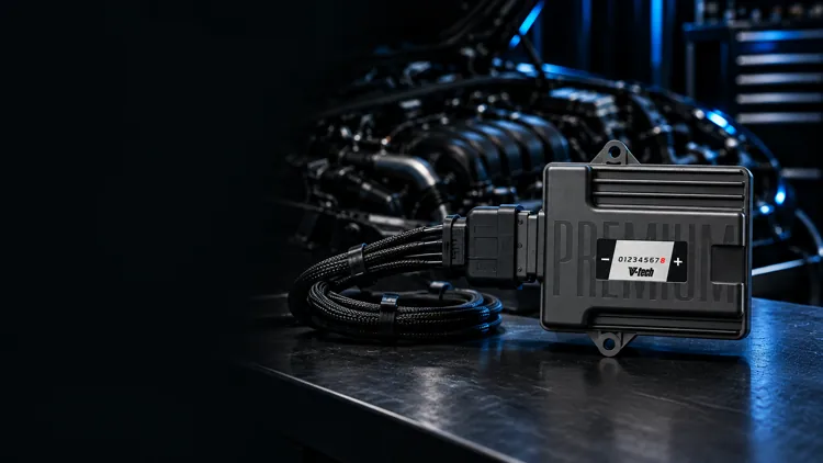 Wizualizacja modułu PowerCHIP V-Tech z wiązką przy silniku