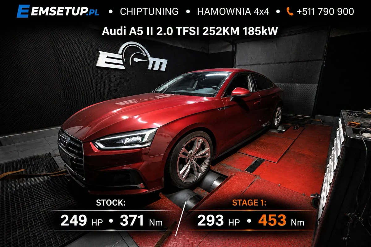 Audi A5 II 2.0 TFSI 252KM — 249,6 → 293,9 HP — realizacja EMsetup