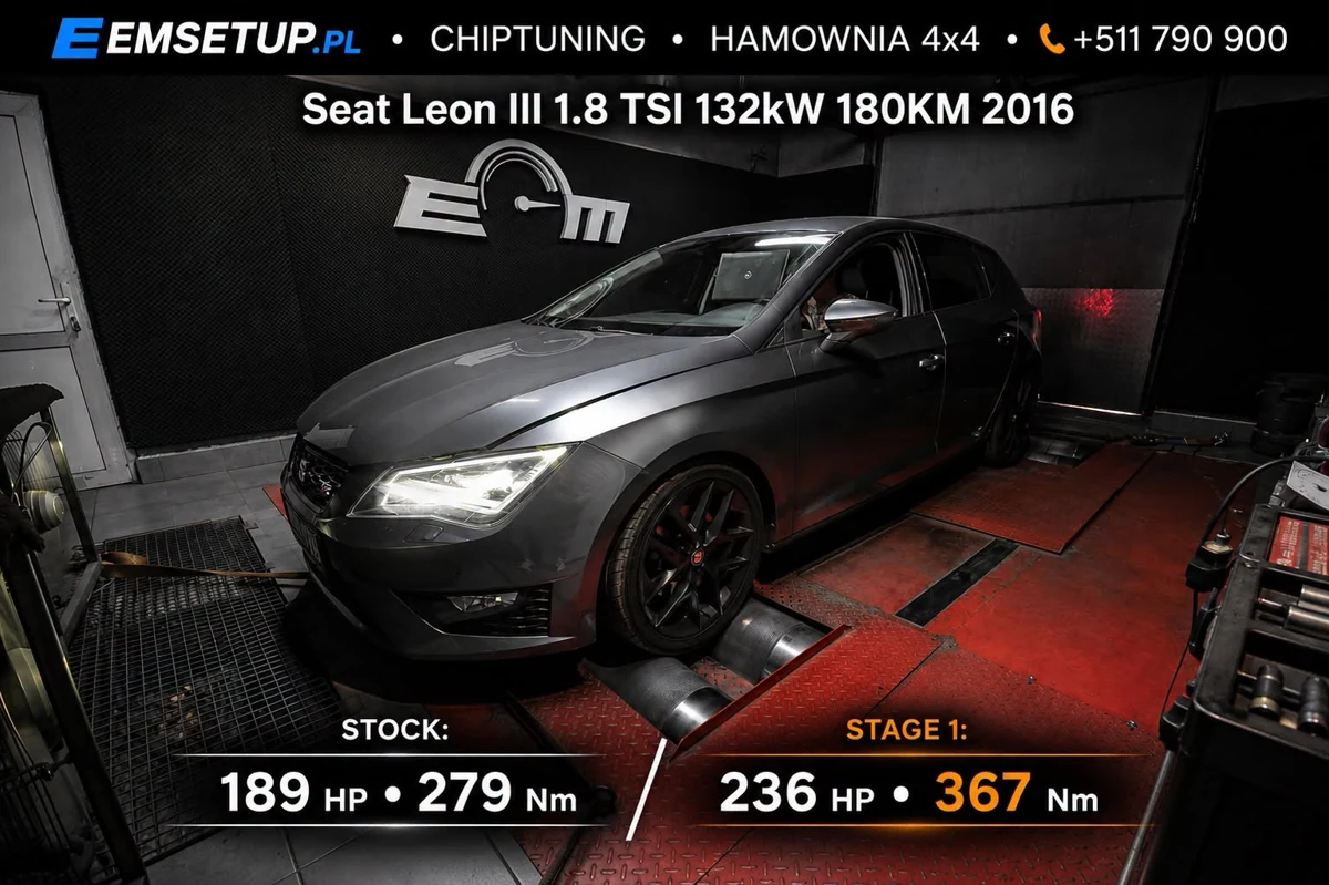 SEAT Leon III 1.8 TSI 180KM z 2016 roku — realizacja EMsetup